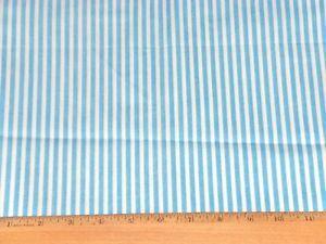 Blue and White WD Logo - 1-1/8 YDS BLUE WHITE STRIPE COTTON BLEND FABRIC 58