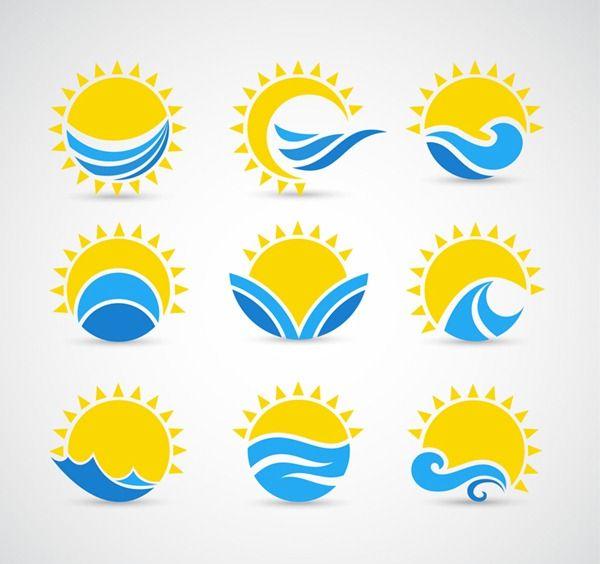 World Sun Logo - sun and waves logo vector graphics. My Free Photohop World