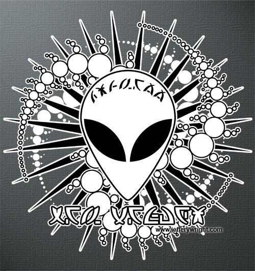 Grey Alien Logo - Vector Graphic Illustration Roswell Alien Design 1