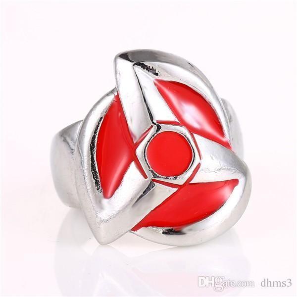 Anme with Red Diamond Logo - Hot Anime Naruto Size 9#US Size Cat Logo Red Sharingan Rings Silver ...