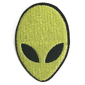 Grey Alien Logo - Iron On Patch Grey Alien Head Signal Symbol logo Icon Embroidered