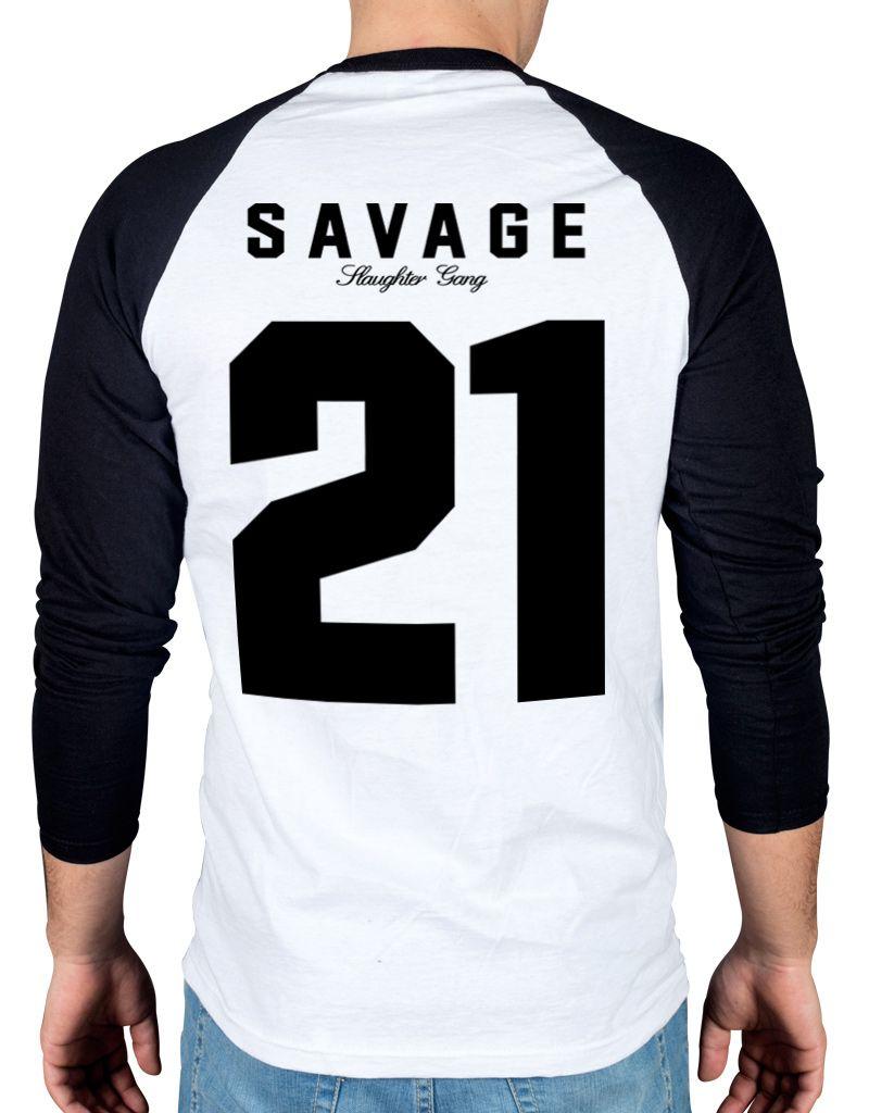 Savage Gang Logo - 21 Savage Slaughter Gang Two Tone Baseball T-Shirt Savage Mode Red ...