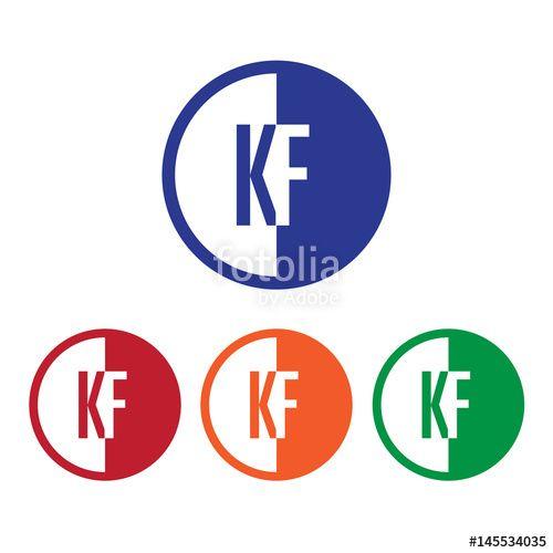 Half Blue Circle Logo - KF initial circle half logo blue, red, orange and green color Stock