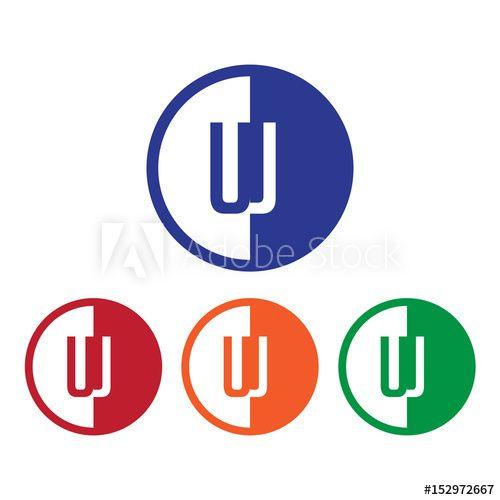 Half Blue Circle Logo - UJ initial circle half logo blue, red, orange and green color