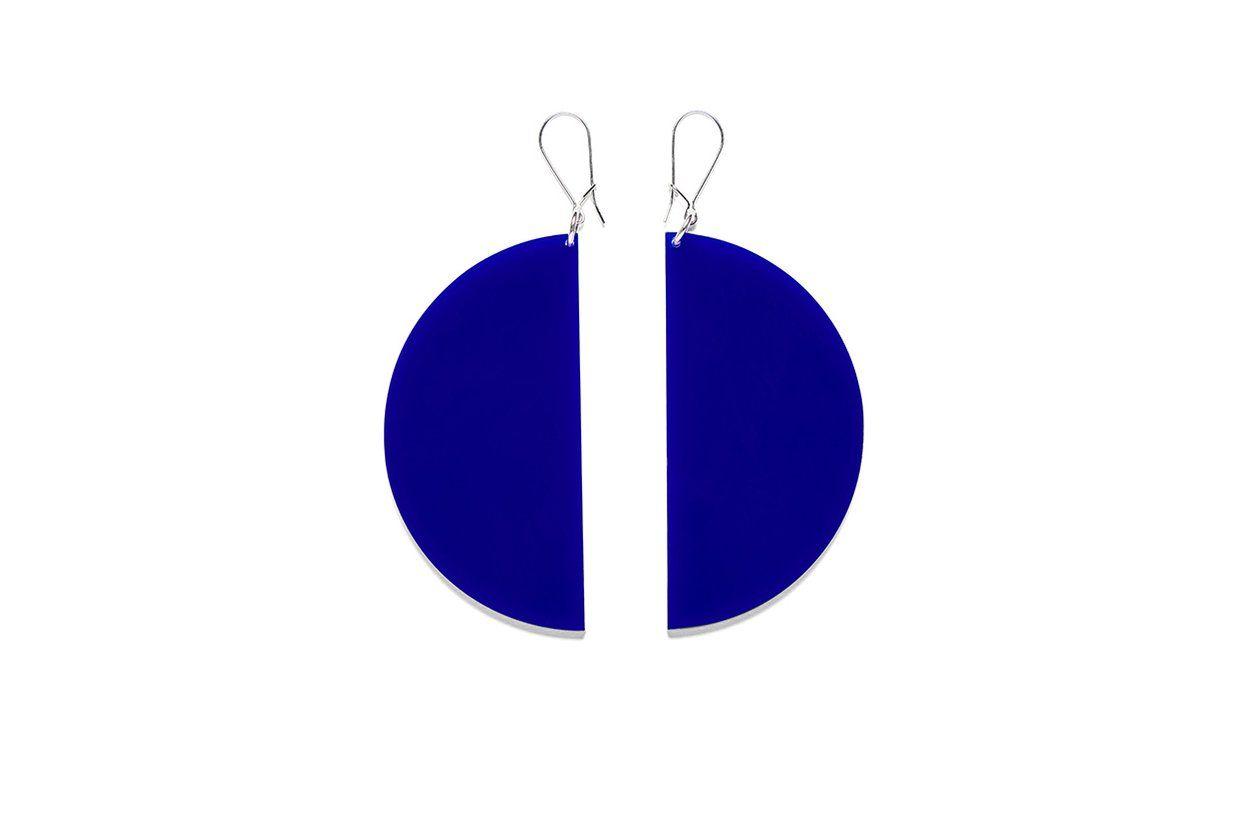 Half Blue Circle Logo - Earrings Large Half Circle 7.5cm - Plain – NGV design store