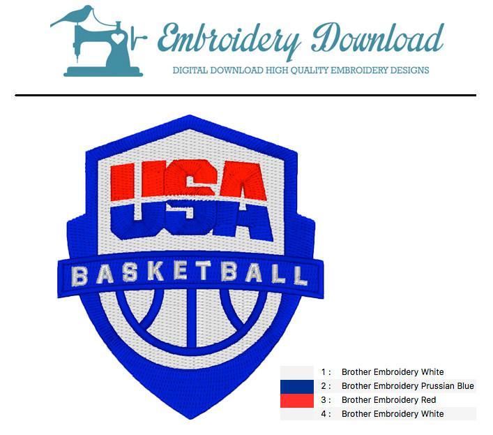 Red White Blue USA Basketball Logo - USA Basketball Team Logo Embroidery Design