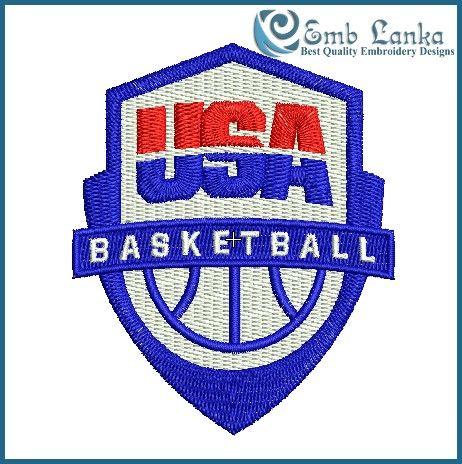 Red White Blue USA Basketball Logo - USA Basketball Logo Embroidery Design | Emblanka.com
