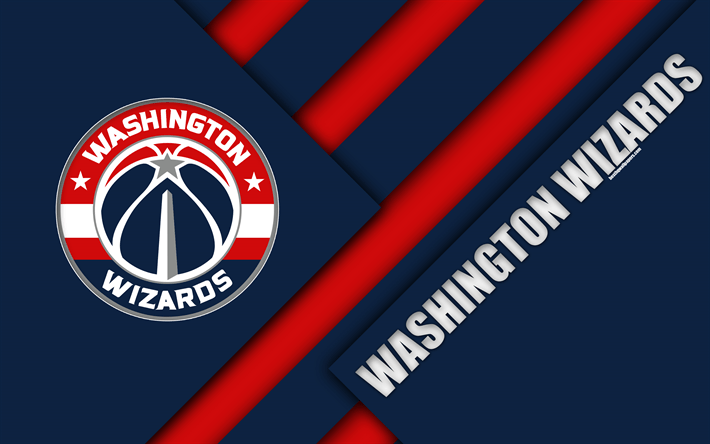 Red White Blue USA Basketball Logo - Download wallpaper Washington Wizards, 4k, logo, material design