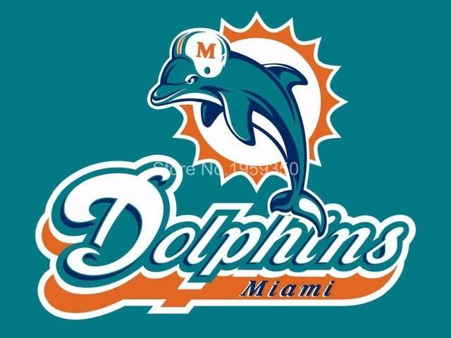 Dolphins Logo - Miami Dolphins logo car flag 12x18inches double sided 100D Polyester