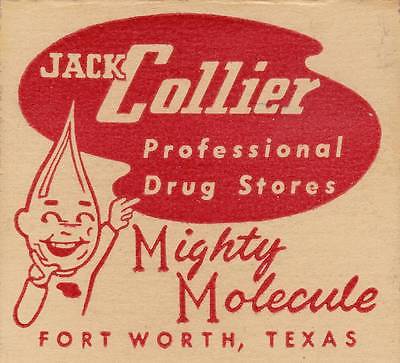Old Collier Logo - Old Print. Jack Collier Drug Stores Fort Worth, Texas - matchbook ...