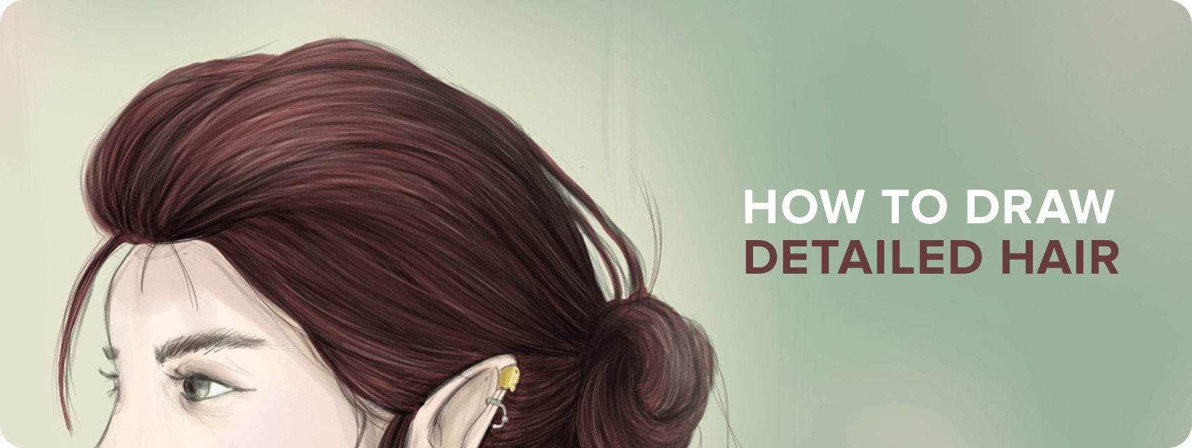 Woman with Flowing Hair with Back Logo - How to Draw Hair Tutorial: Step by Step Instructions