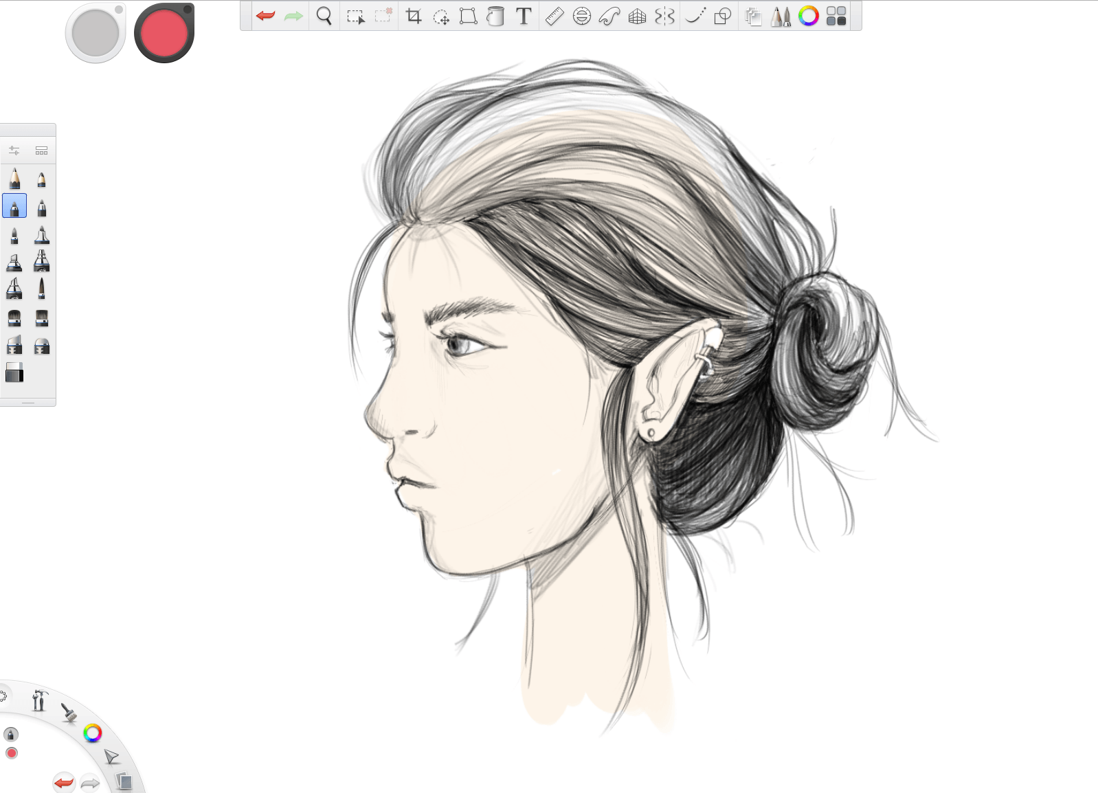 Woman with Flowing Hair with Back Logo - How to Draw Hair Tutorial: Step by Step Instructions