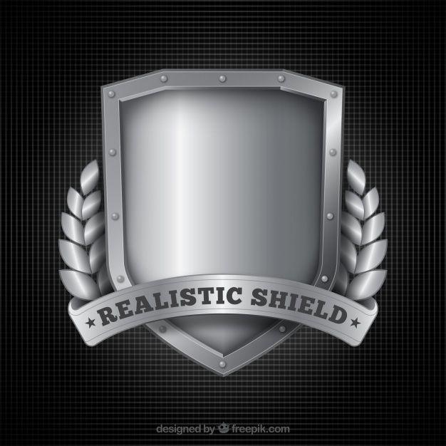 Silver Shield Logo - Realistic silver shield background Vector | Free Download