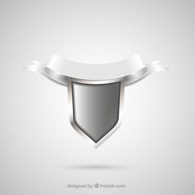 Silver Shield Logo - Silver shield with ornamental ribbon Vector | Free Download