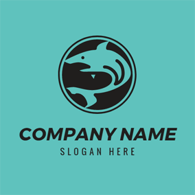 Turquoise and Black Circle Logo - Free Fish Logo Designs. DesignEvo Logo Maker