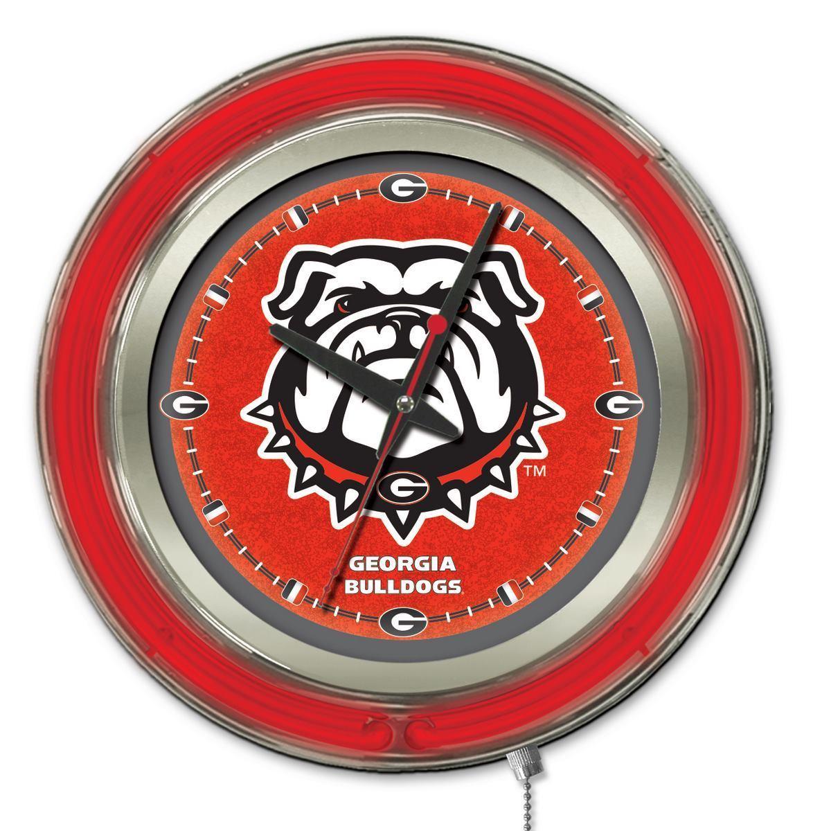 Red Bulldog Logo - Georgia Bulldogs HBS Neon Red Bulldog Logo Battery Powered Wall