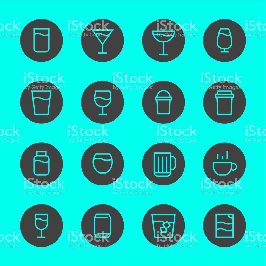 Turquoise and Black Circle Logo - Drink Icon Set 1 Black Circle Line Series Vector EPS File. | Vector ...