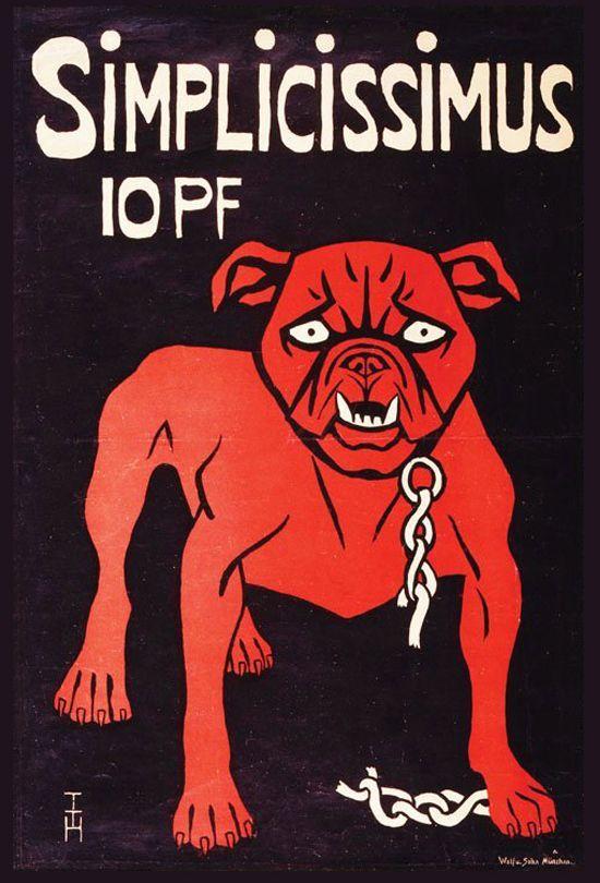 Red Bulldog Logo - Thomas Theodor Heine, illustration of the red bulldog logo for the ...