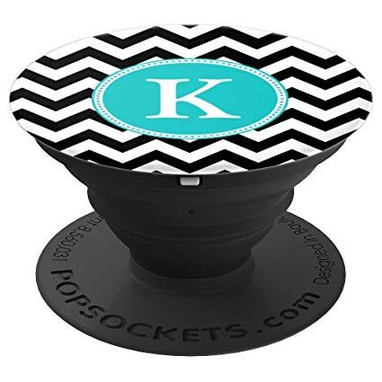 Turquoise and Black Circle Logo - Turquoise Letter K Monogram and White Chevron