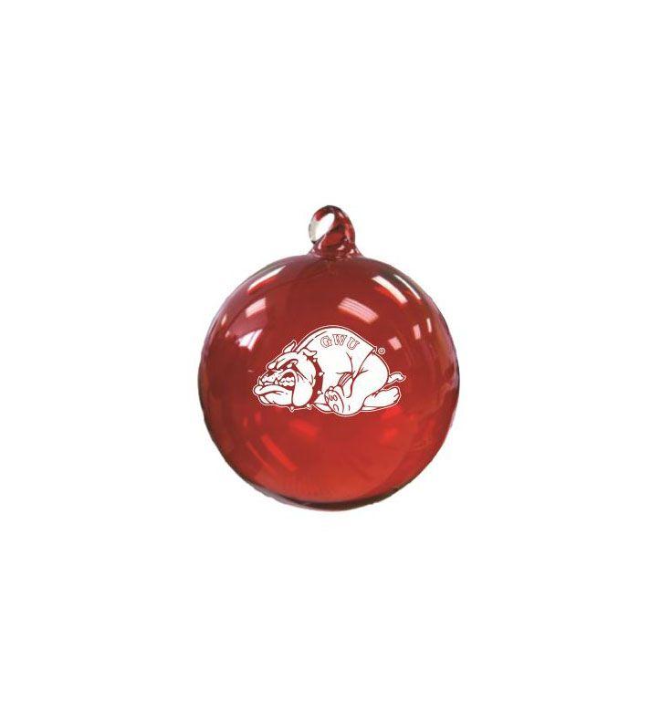 Red Bulldog Logo - Neil Hand Blown Red Glass Ornament With Bulldog Logo. Gardner Webb