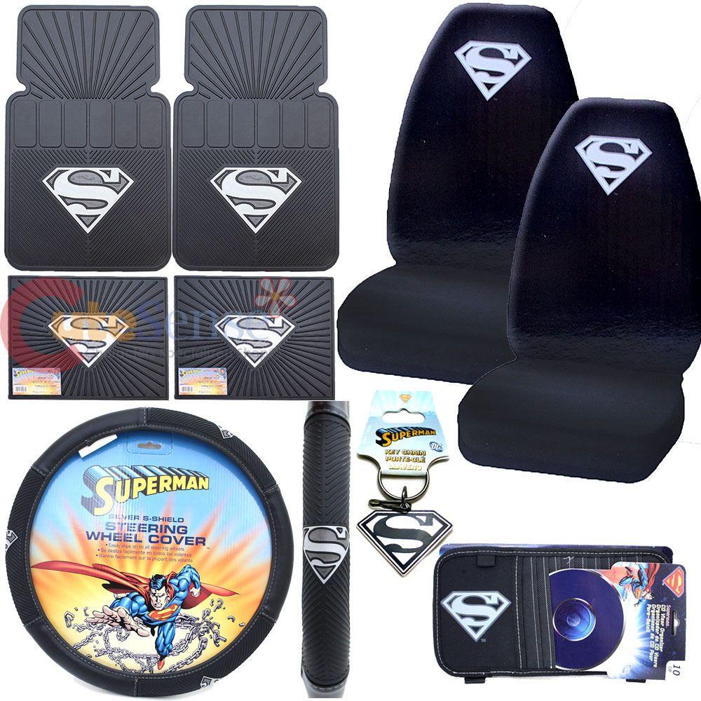Silver Shield Logo - DC Comics Superman Car Steering Wheel Cover Silver Shield Logo Auto ...