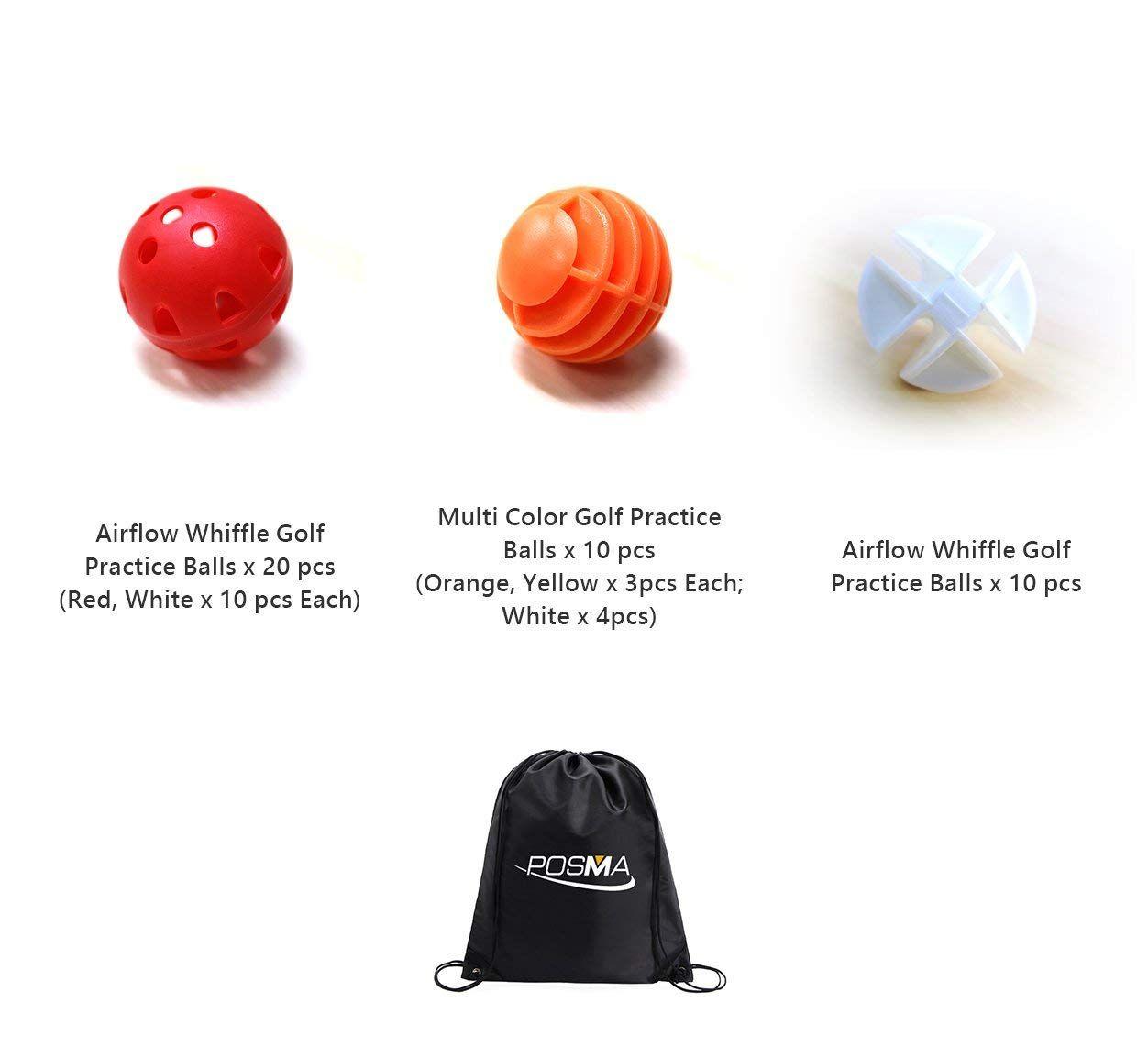Red Sphere White X Logo - POSMA PB050A Airflow Whiffle Golf Practice Ball (Red, White 10pcs ...