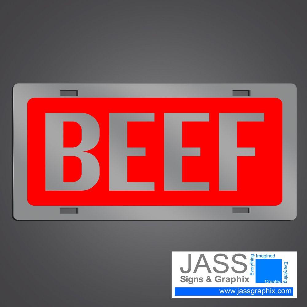 Red Beef Logo - Beef license plates - Beef Car Tags- All about that beef!