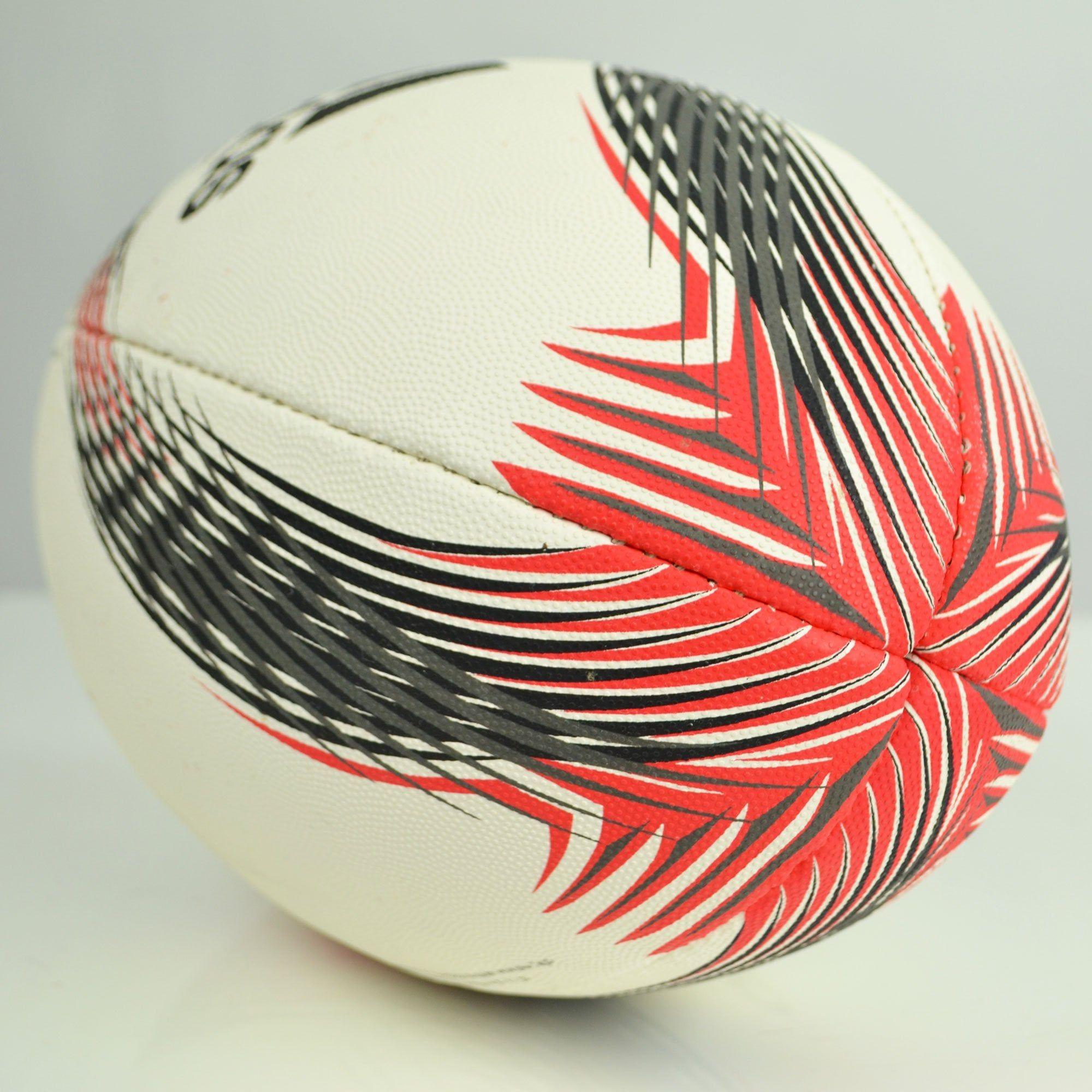 Red Sphere White X Logo - Torpedo X-Ebit Rugby Ball - White, Black and Red