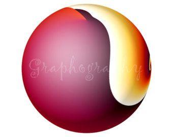 Red Sphere White X Logo - The Ball Art Computer Art Original Artwork Red Burgundy