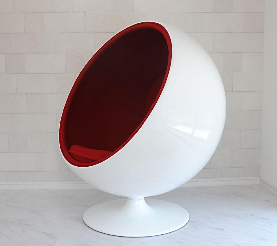 Red Sphere White X Logo - Auc Pleasure0905: Ball Chair / Eero AARNIO Design / White X Red Eero