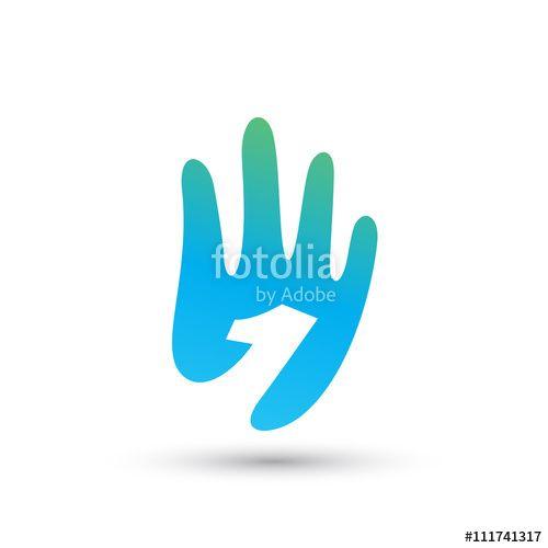 Abstract Hand Logo - Abstract Number One Hand Logo