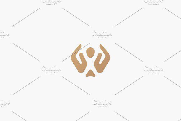 Abstract Hand Logo - Abstract people care vector logo. Hand child care logotype. Creative ...
