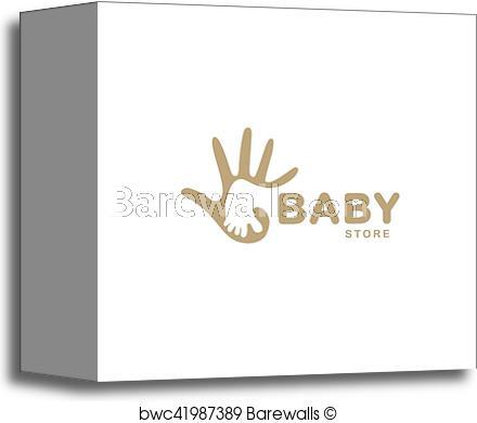Abstract Hand Logo - Canvas Print of Isolated abstract beige baby foot in adult hand logo