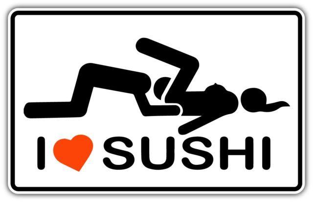 Funny Love Logo - I Love Sushi Adult Funny Car Bumper Window Sticker Decal 5x3