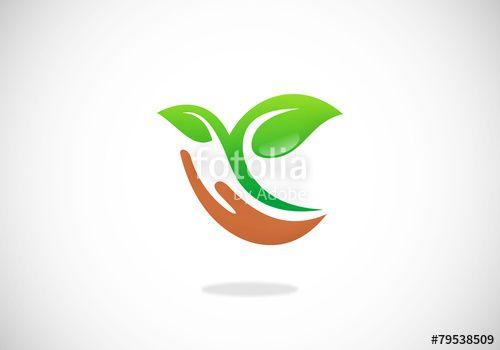 Abstract Hand Logo - seed ecology hand abstract vector logo
