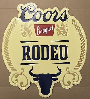 Coors Banquet Logo - COORS BANQUET RODEO Bull Riding Logo Metal Beer Sign 24x22”