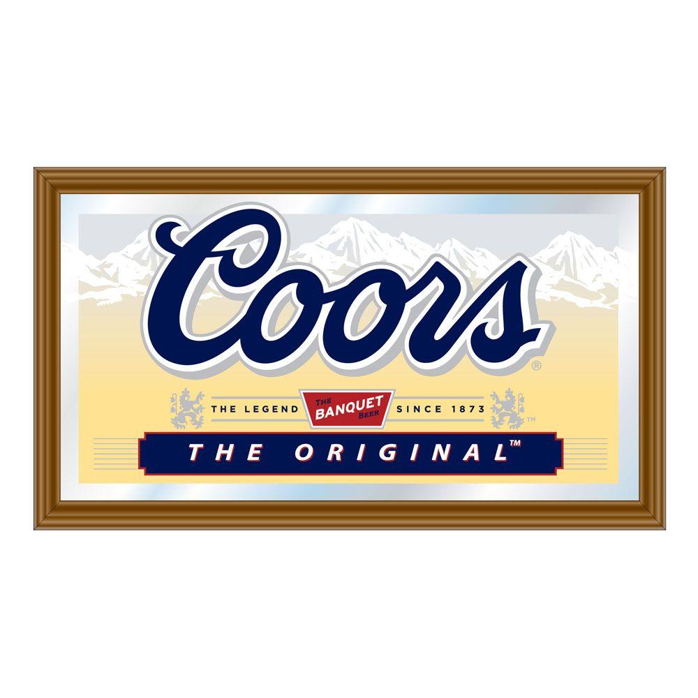Coors Banquet Logo - Trademark Coors Banquet 15 in. x 26 in. Brown Wood Framed Mirror ...