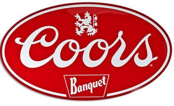 Coors Banquet Logo - Coors Banquet Oval Embossed Tin Sign - Sam's Man Cave