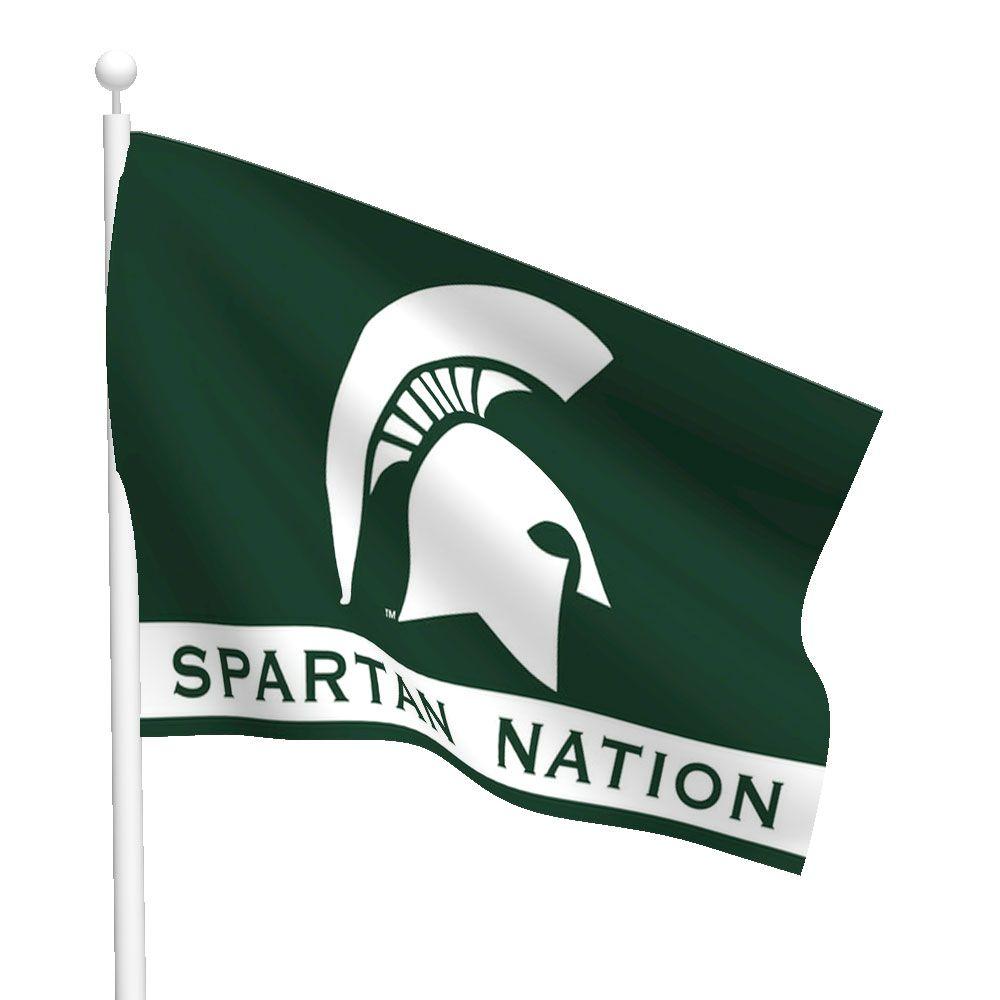 Spartan Flag Logo - Michigan State University Polyester Spartan Flag | Flags International