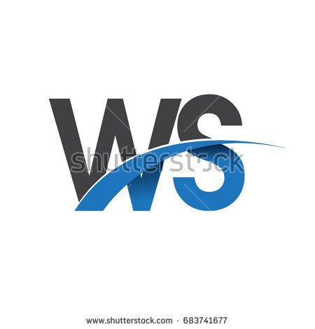 Grey Colored Logo - initial letter WS logotype company name colored blue and grey swoosh ...