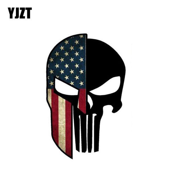 Spartan Flag Logo - YJZT 6.6CM*10.6CM American Flag Spartan Flag Punisher Skull Decal ...