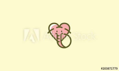 Funny Love Logo - pet, cute, funny, heart, love, elephant emblem symbol icon vector