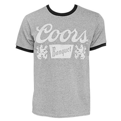 Coors Banquet Logo - Buy Official COORS Banquet Logo Men's Gray Ringer TShirt