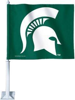 Spartan Flag Logo - NCAA Michigan State University Spartan Helmet Logo Car Flag ...