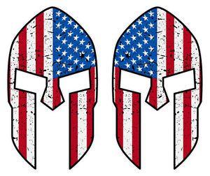 Spartan Flag Logo - Spartan Helmet American Flag Reflective Decals Left & Right Stars ...