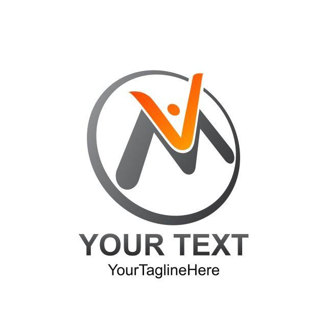 Grey Colored Logo - initial letter vm logo template colored orange grey circle man