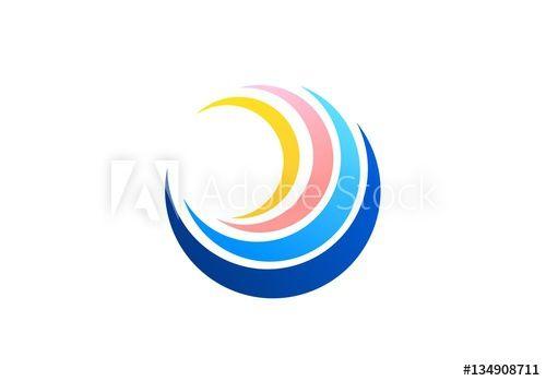 Spiral Circle Logo - circle sphere wave logo, global spiral symbol, abstract wind twist