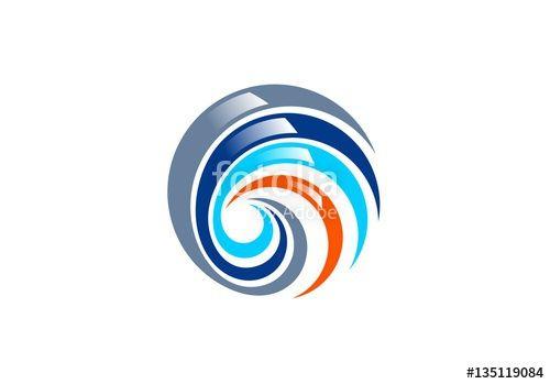 Spiral Circle Logo - sphere swirl shape elements logo, abstract global spiral symbol