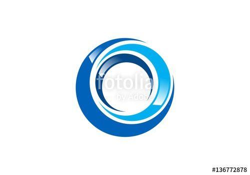 Spiral Circle Logo - blue global sphere elements swirl logo, abstract spiral symbol