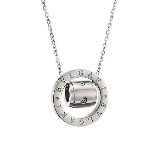 Spiral Circle Logo - Bvlgari Bvlgari Crystals Spiral Circle Pendant Silver Chain Necklace ...